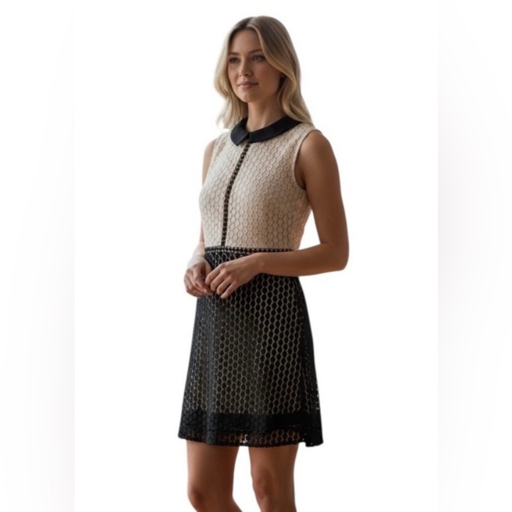 Twik By Simons XS Black Lace Peter Pan Collar Sleeveless Dress‎